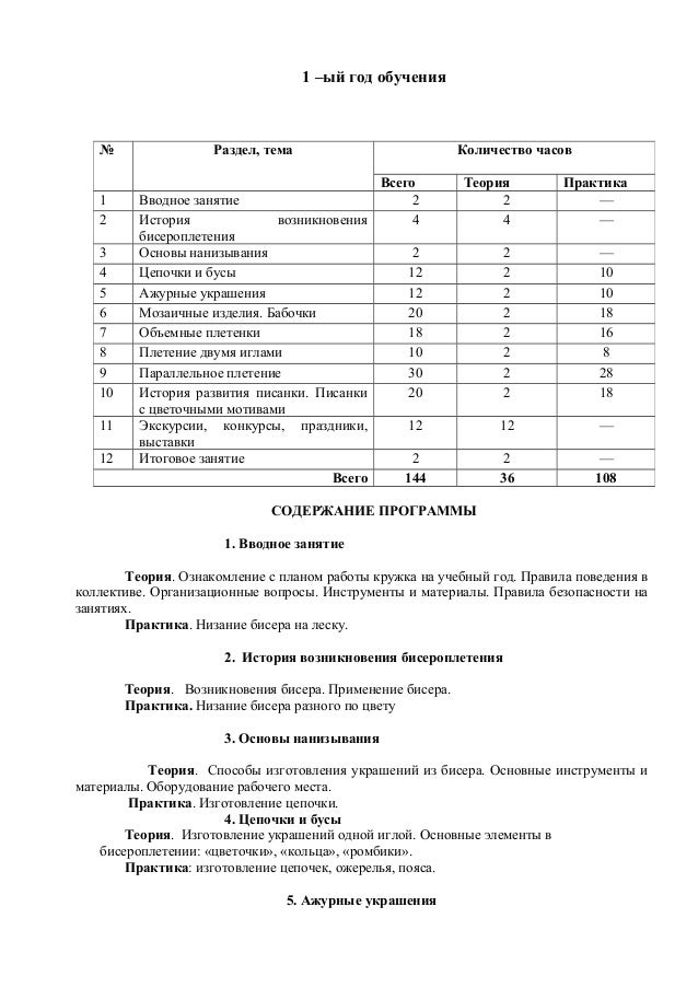 Учебные планы по бисероплетению Учебные планы по бисероплетению